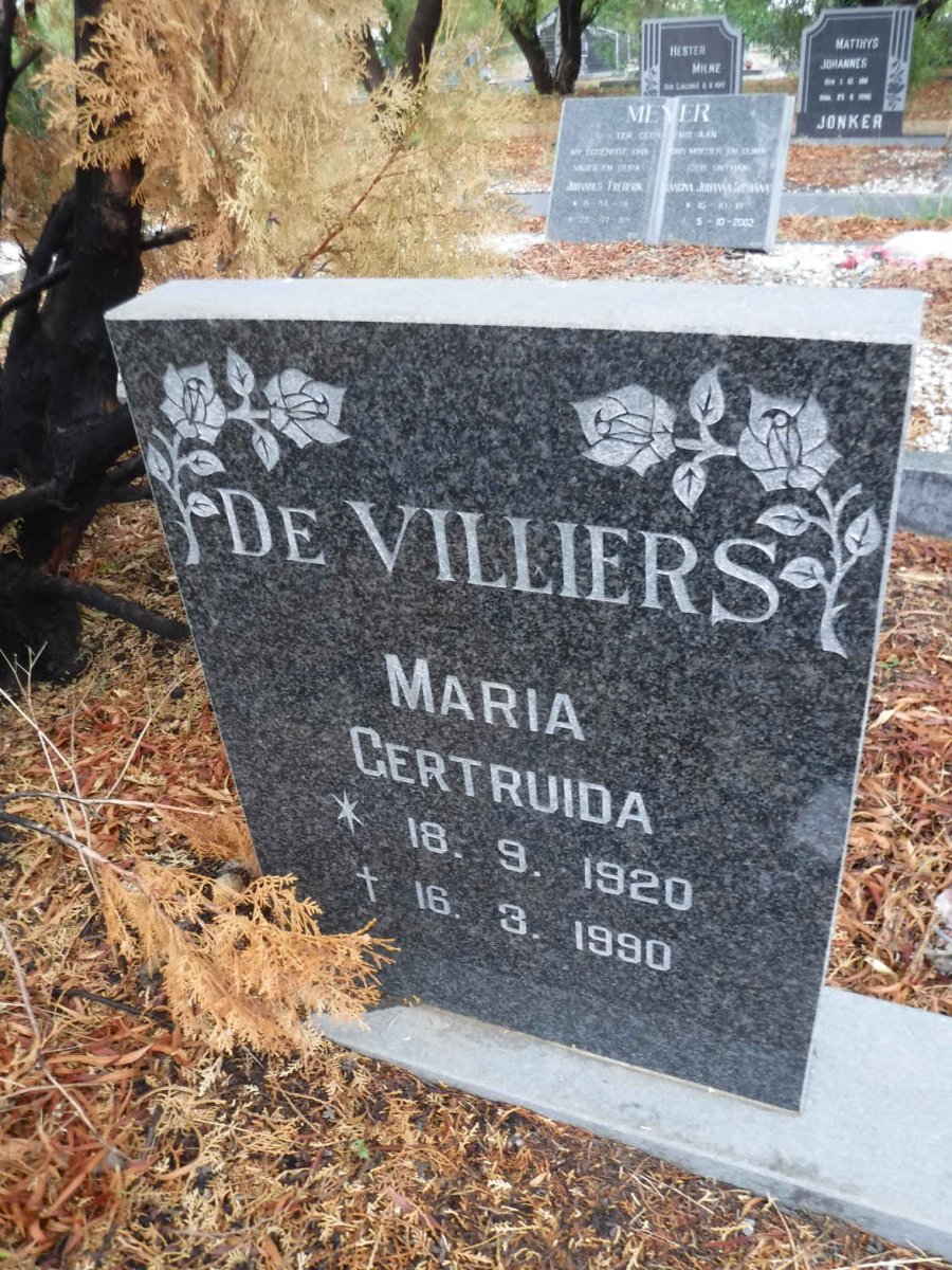 VILLIERS Maria Gertruida, de 1920-1990