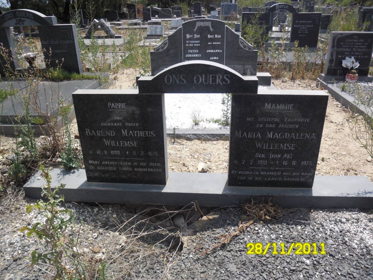 WILLEMSE Barend Matheus 1899-1979 &amp; Maria Magdalena VAN AS 1910-1973