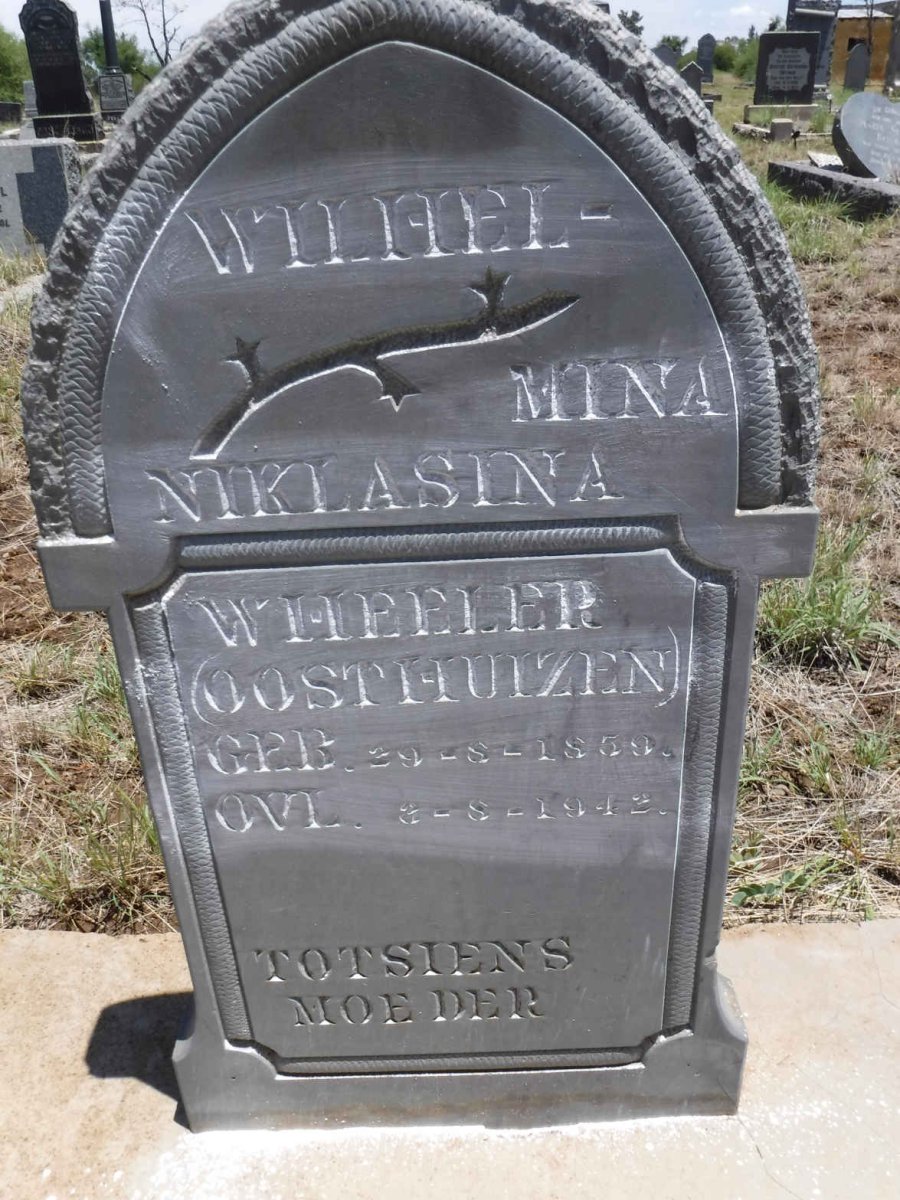 WHEELER Wilhelmina Niklasina nee OOSTHUIZEN 1859-1942