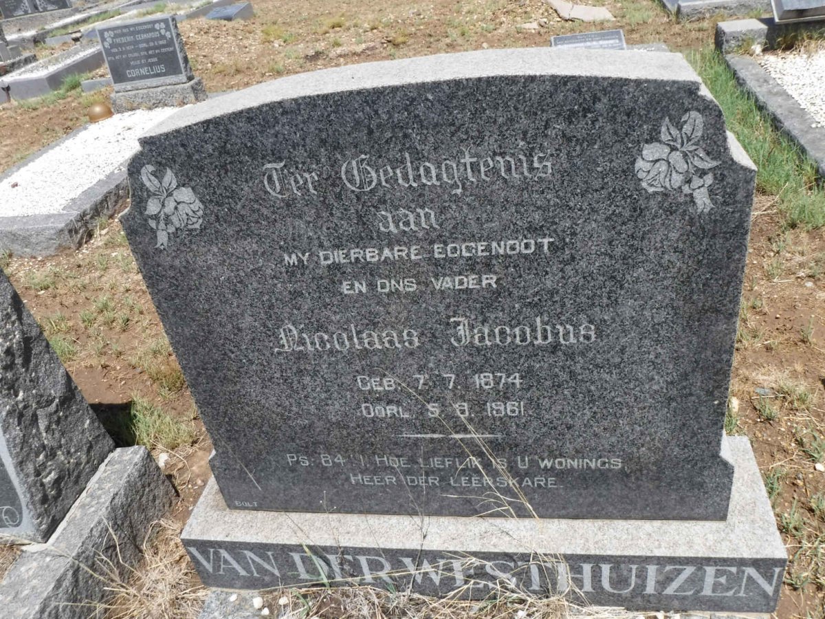 WESTHUIZEN Nicolaas Jacobus, van der 1874-1961