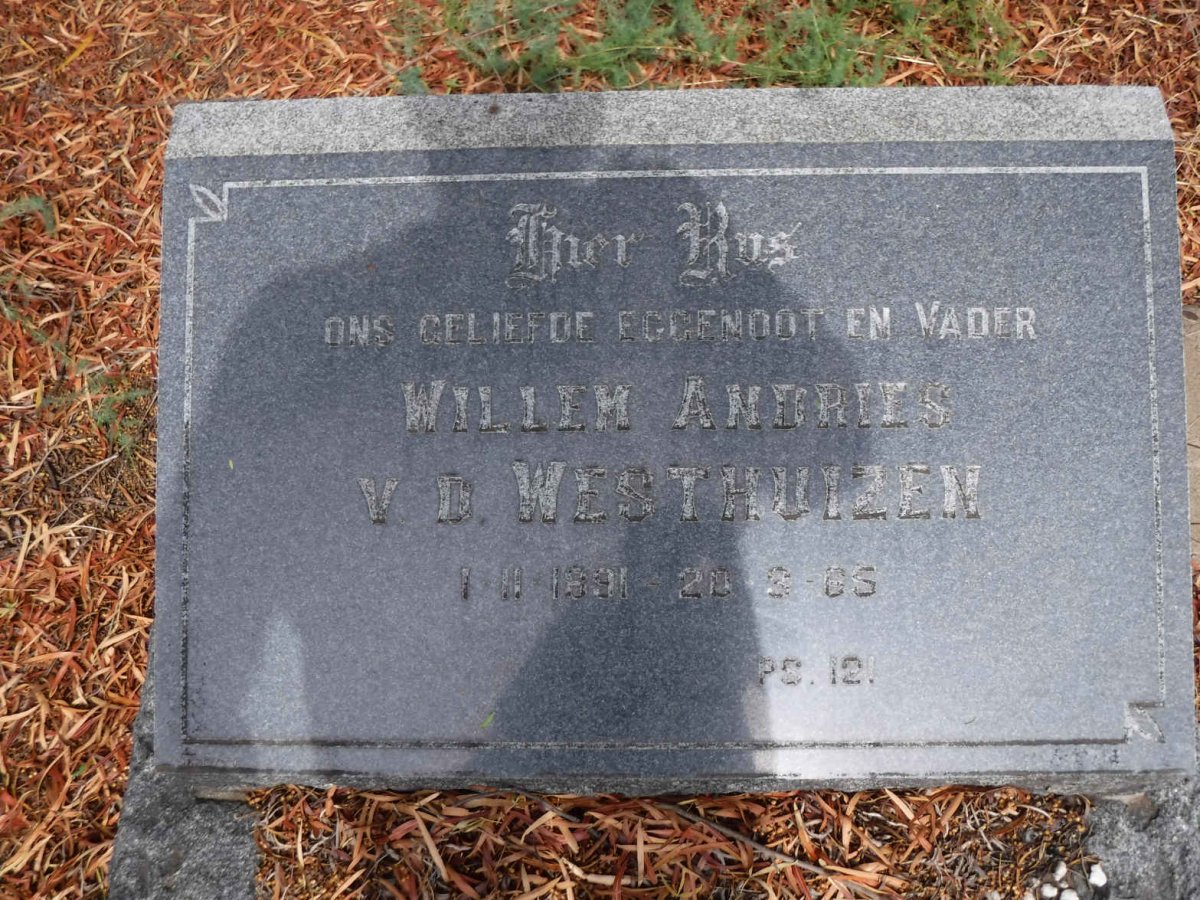 WESTHUIZEN Willem Andries, v.d. 1891-1985