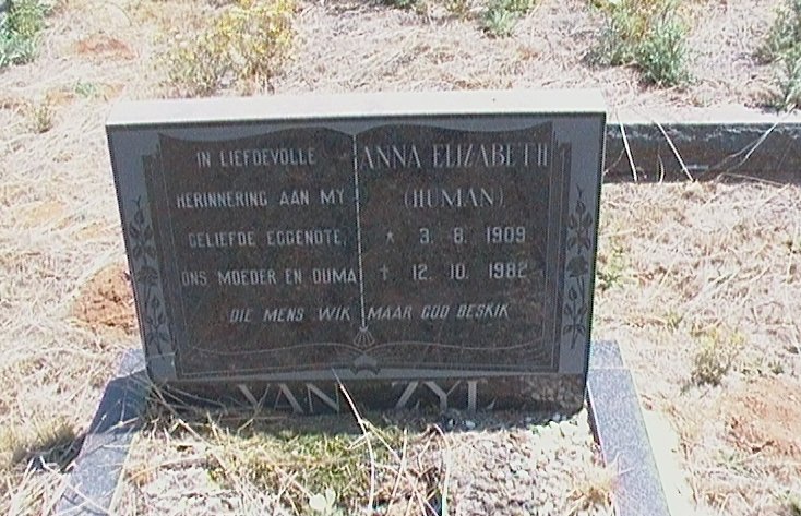 ZYL Anna Elizabeth, van nee HUMAN 1909-1982