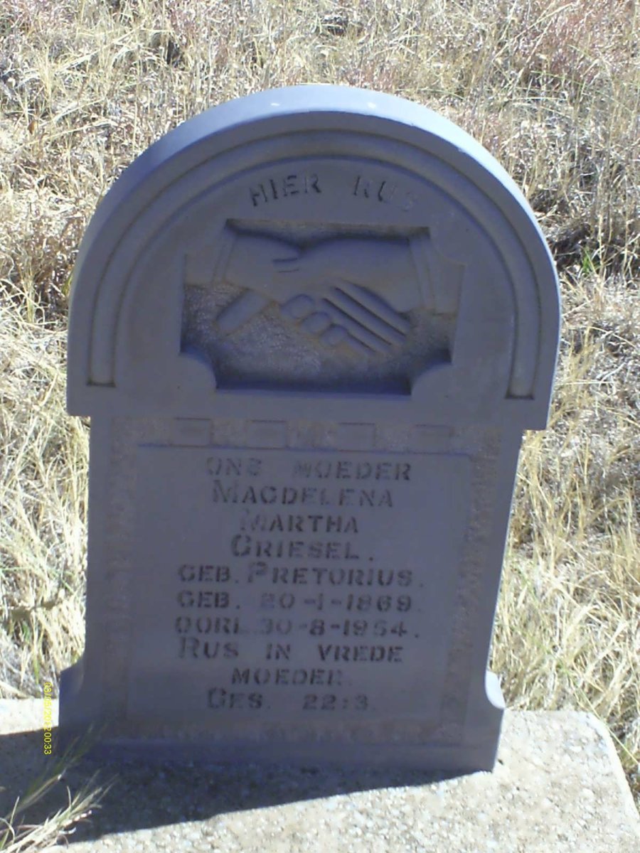 GRIESEL Magdelena Martha nee PRETORIUS 1869-1954