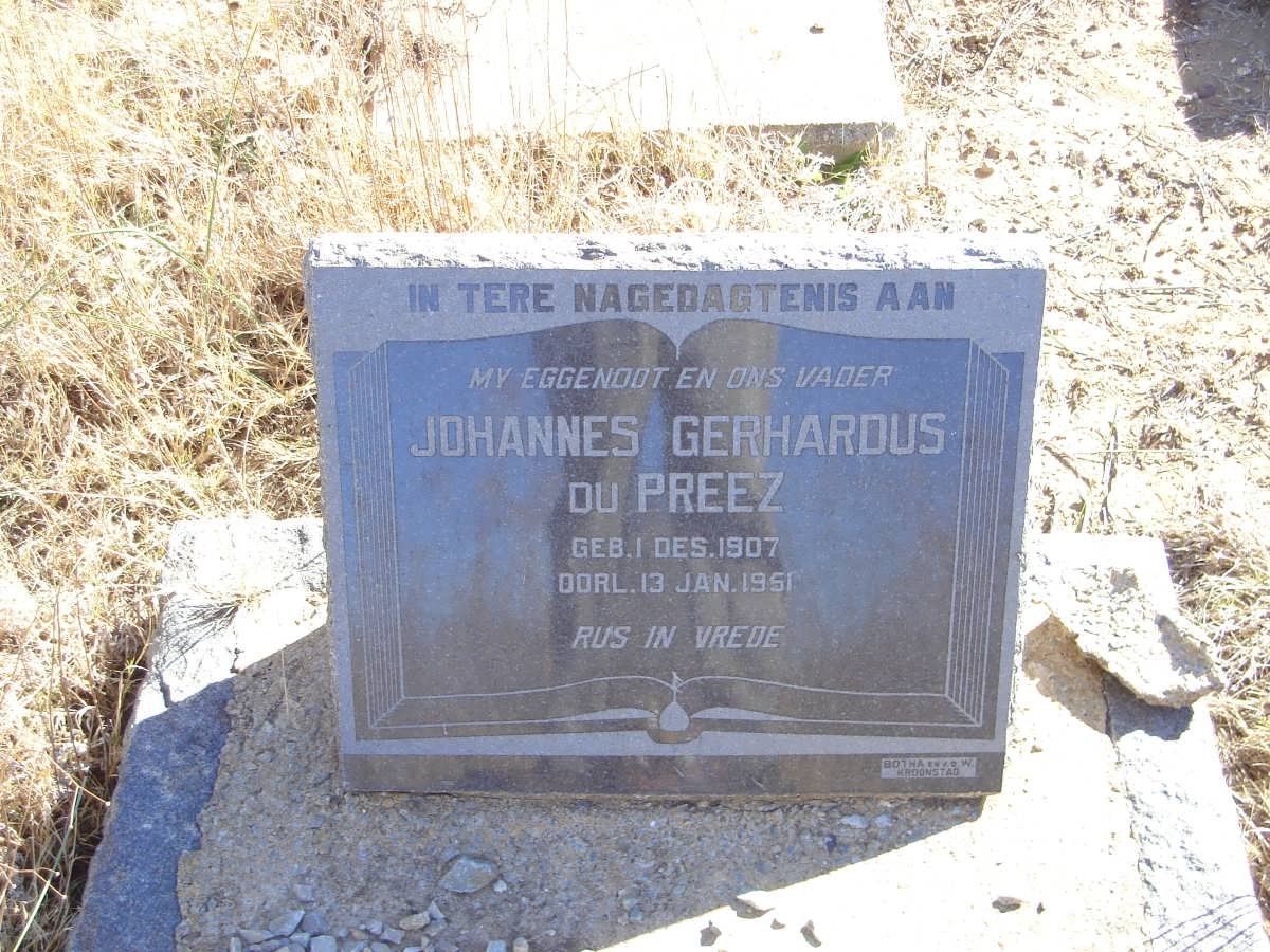 PREEZ Johannes Gerhardus, du  1907-1951