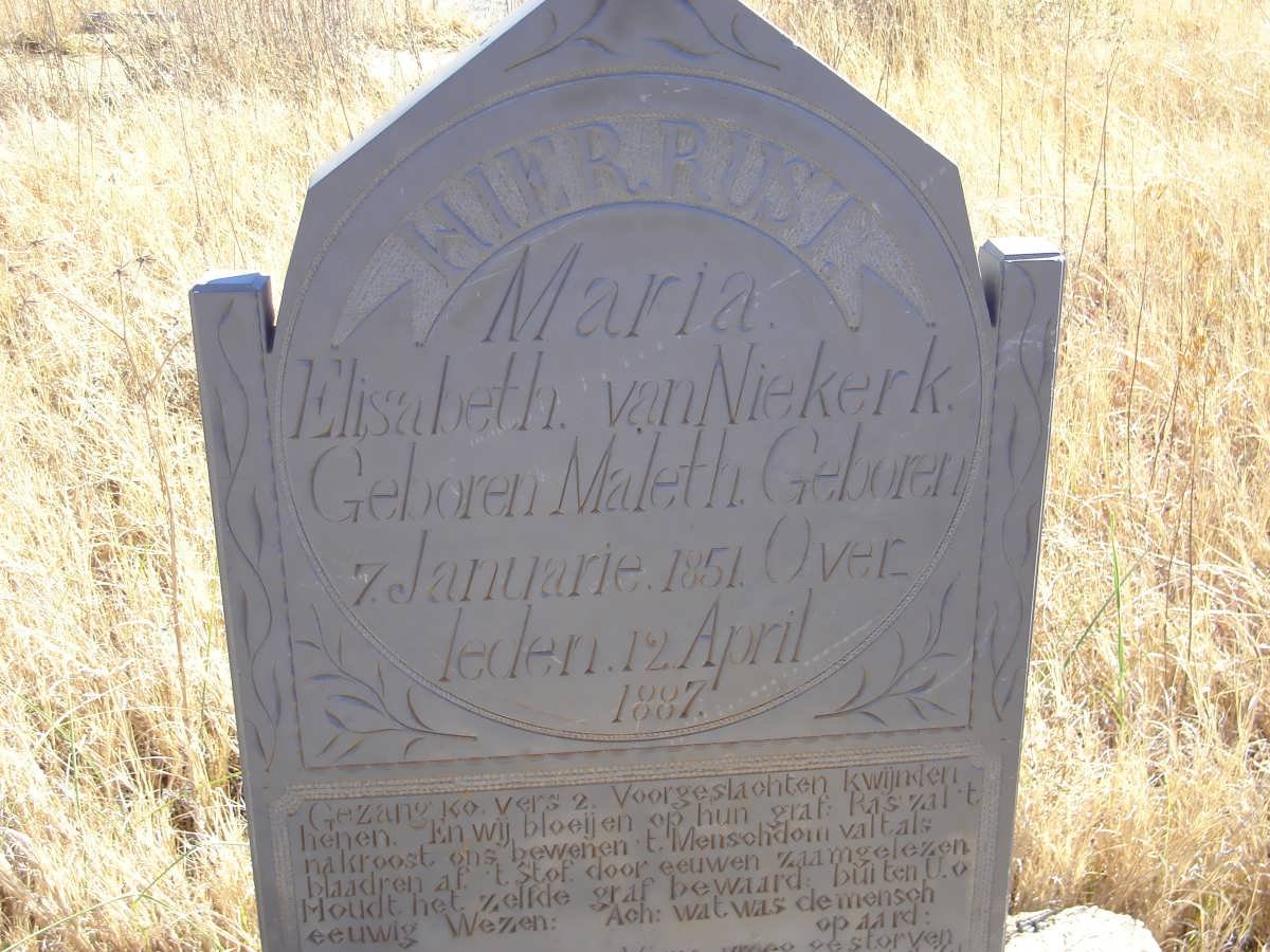 NIEKERK Maria Elisabeth, van nee MALETH 1851-1887