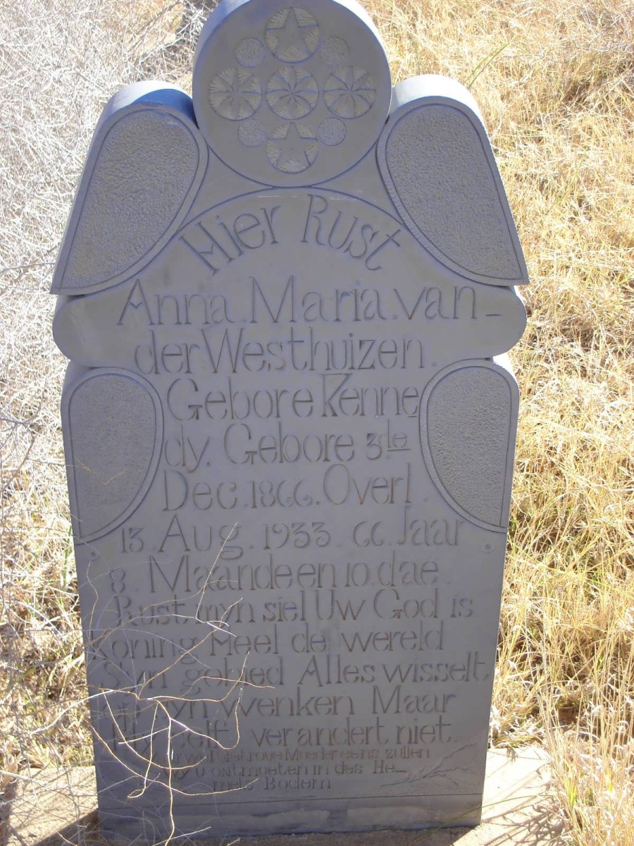 WESTHUIZEN Anna Maria, van der nee KENNEDY 1866-1933