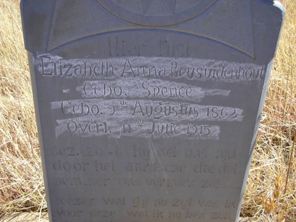 BEUSUIDENHOUT Elizabeth Anna nee SPENCE 1862-1915