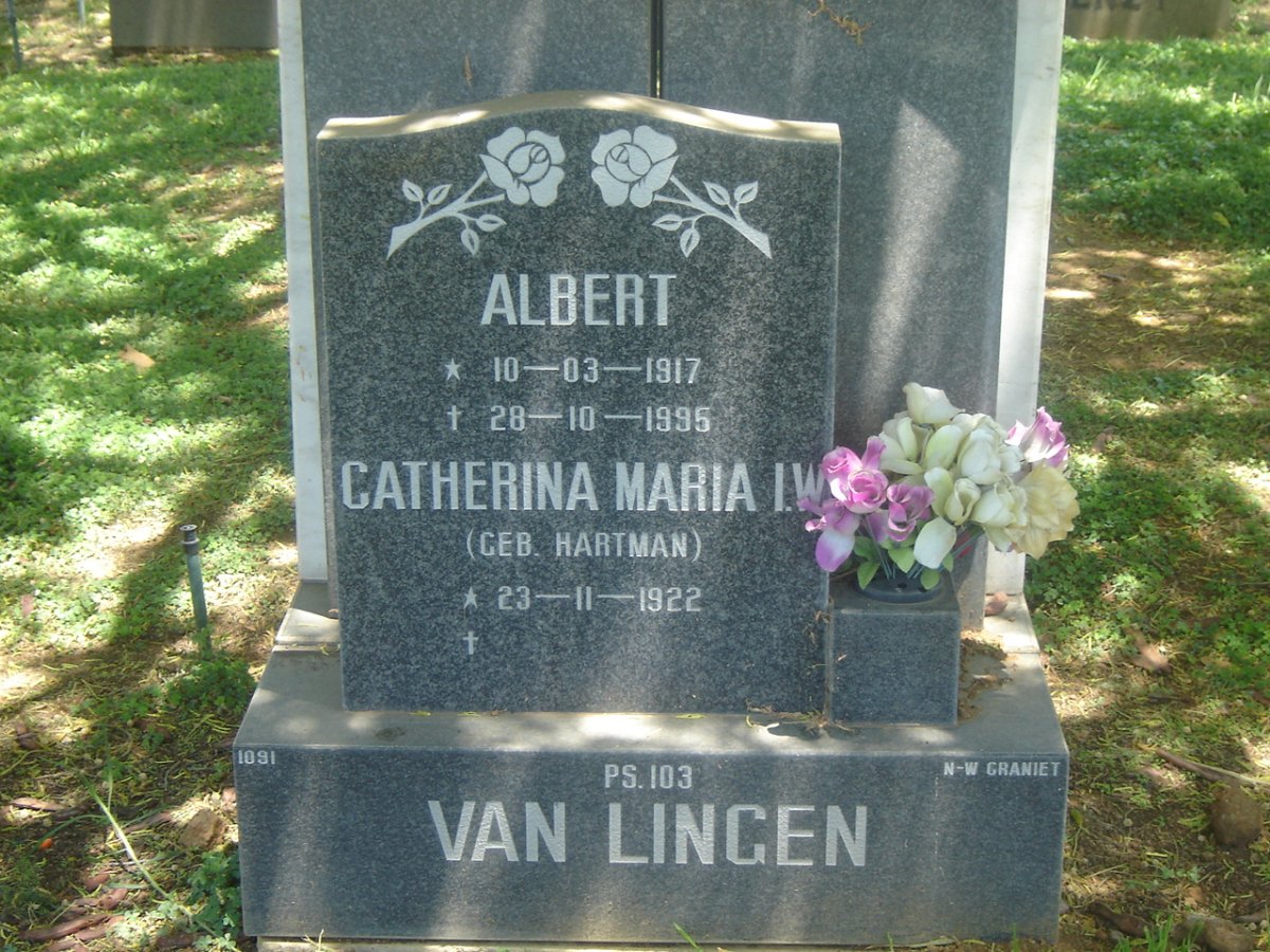 LINGEN Albert, van 1917-1995 &amp; Catherina Maria I.W. HARTMAN 1922-