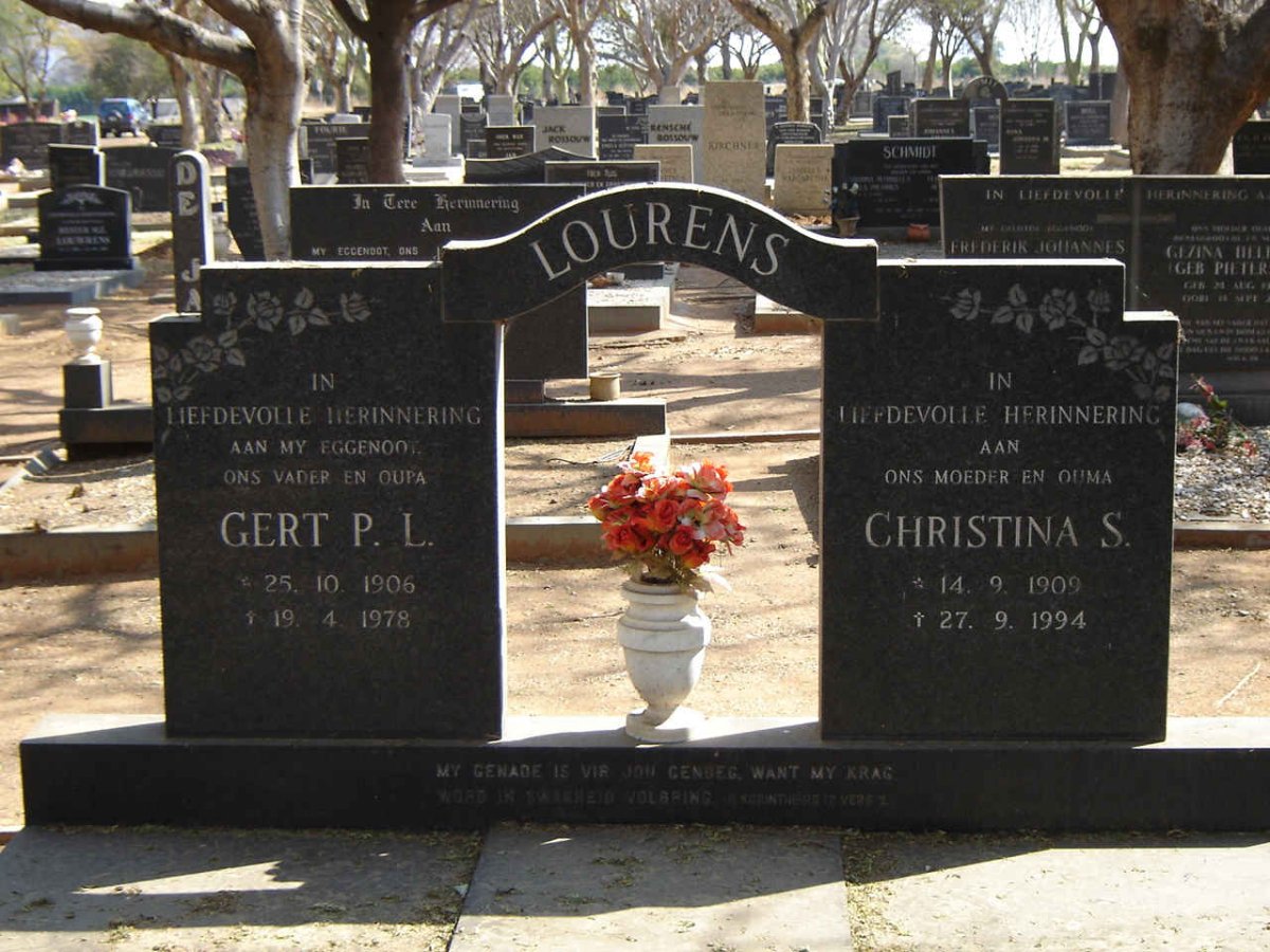 LOURENS Gert P.L. 1906-1978 & Christian S. 1909-1994