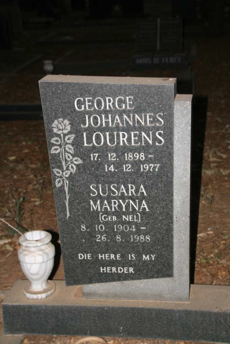 LOURENS George Johannes 1898-1977 & Susara Maryna NEL 1904-1988