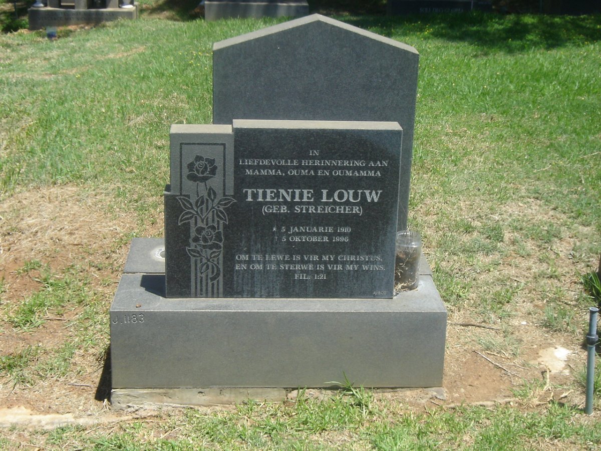 LOUW Tienie nee STREICHER 1910-1996