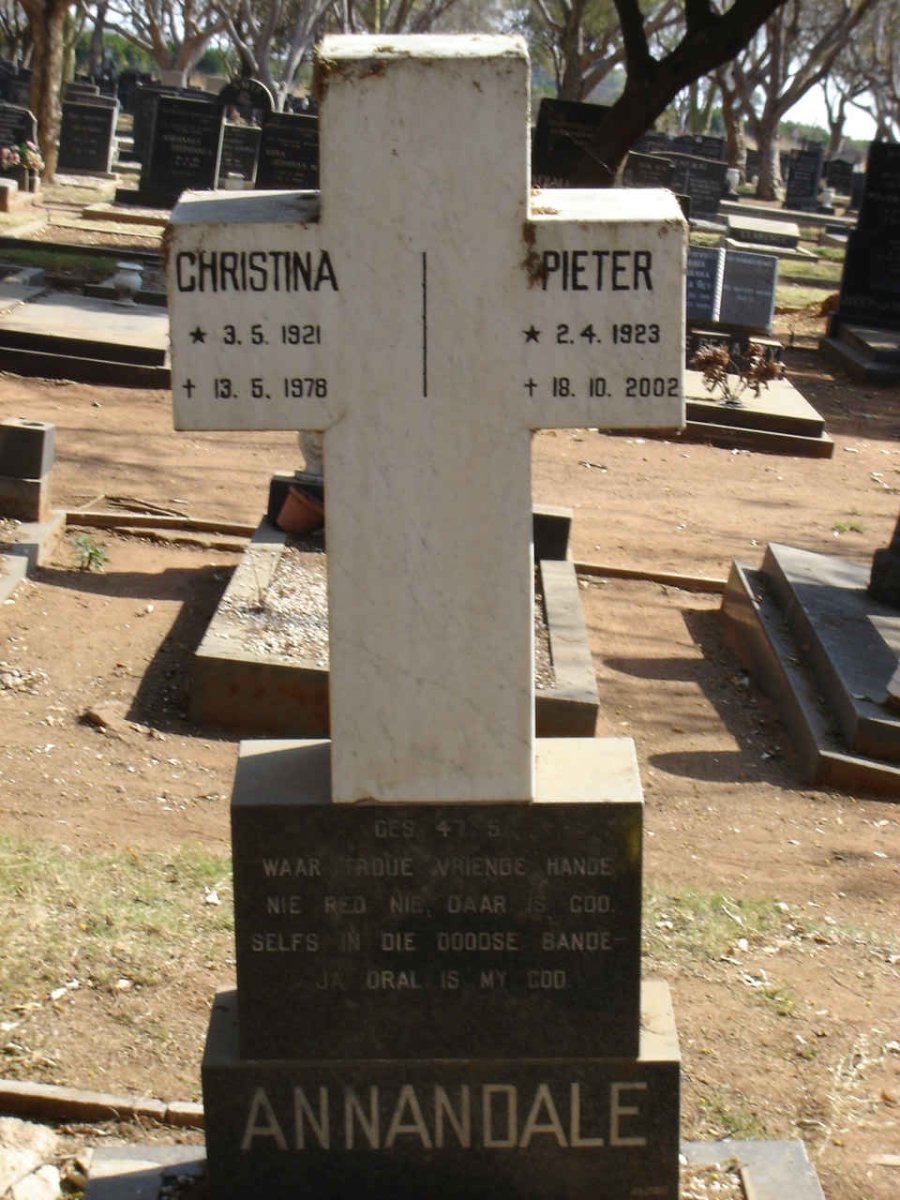 ANNANDALE Pieter 1923-2002 & Christina 1921-1978