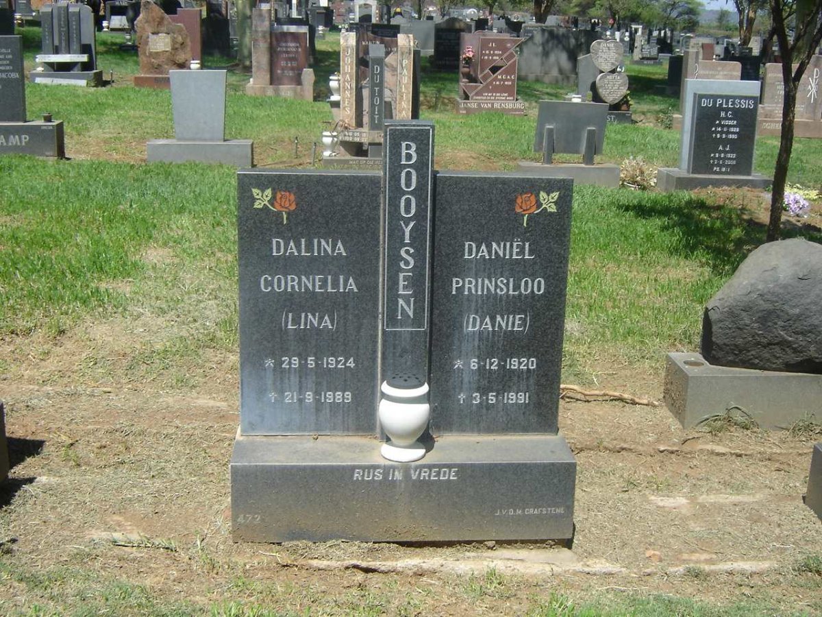 BOOYSEN Daniël Prinsloo 1920-1991 &amp; Dalina Cornelia 1924-1989