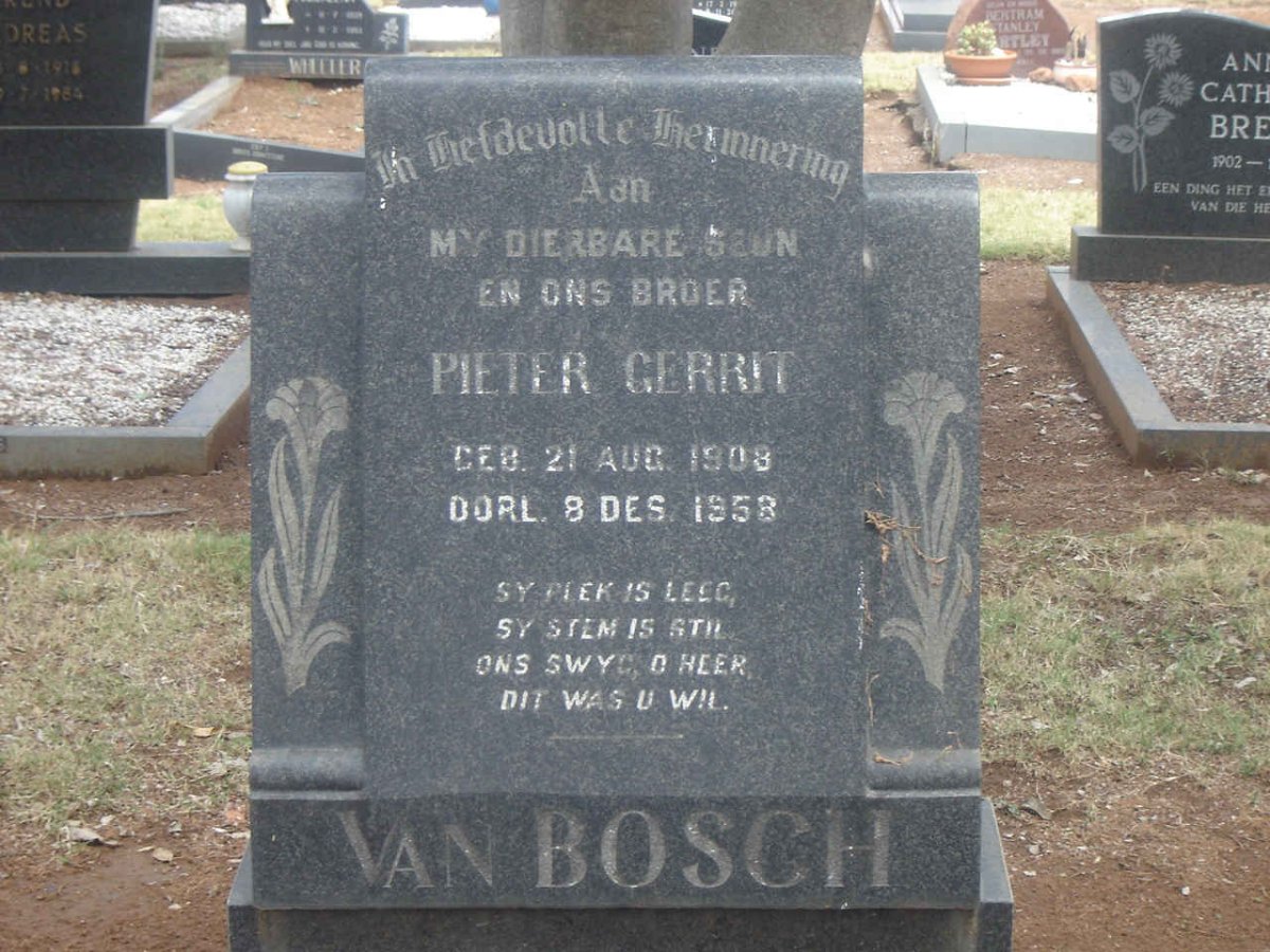 BOSCH Pieter Gerrit, van 1908-1958