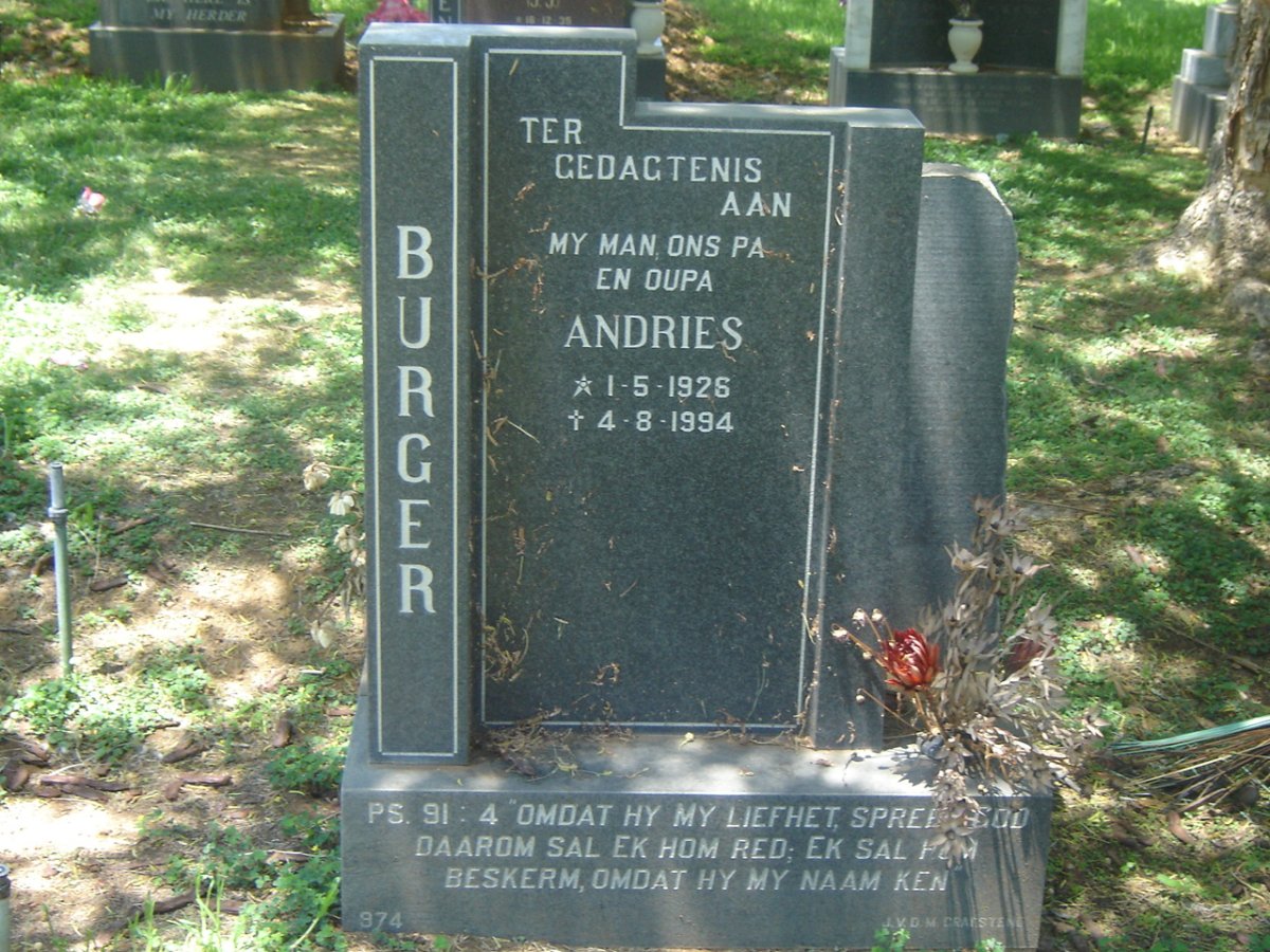 BURGER Andries 1926-1994