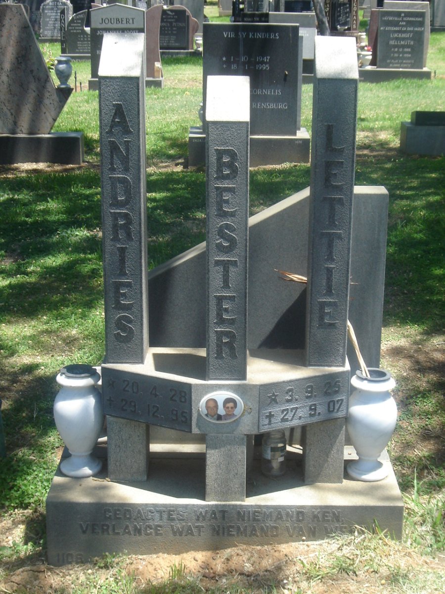 BESTER Andries 1928-1995 &amp; Lettie 1925-2007