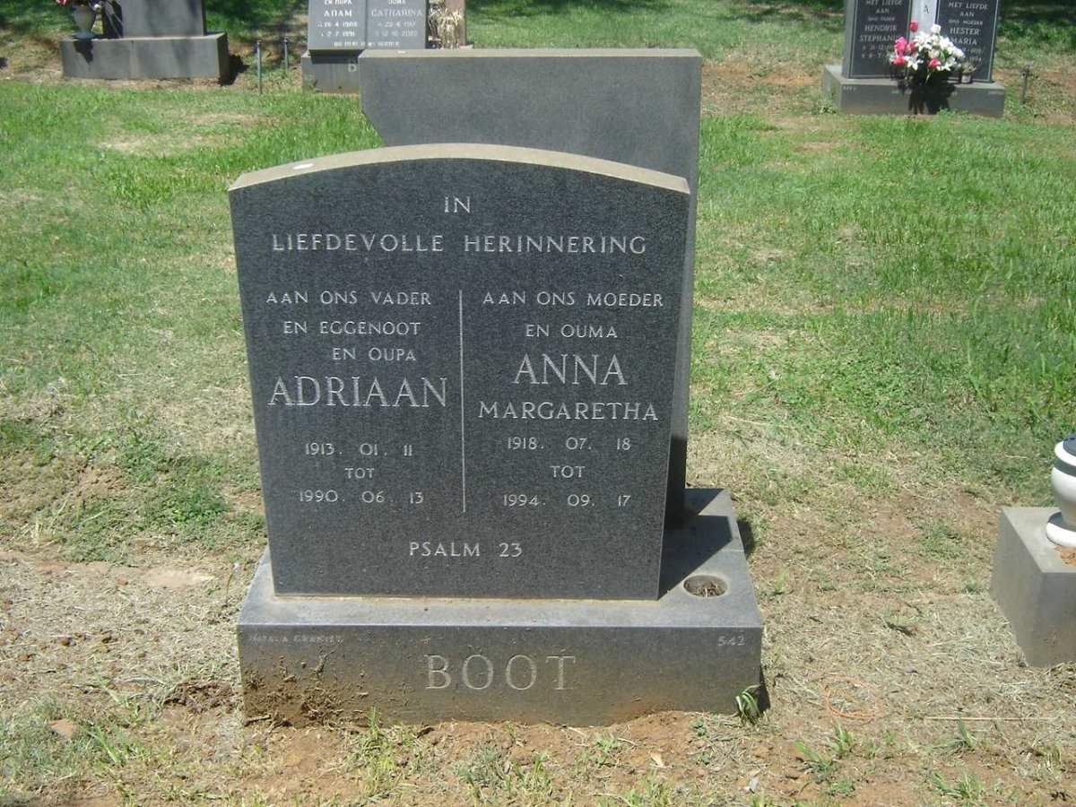 BOOT Adriaan 1913-1990 &amp; Anna Margaretha 1918-1994