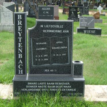 BREYTENBACH Wynand Jacobus 1957-2004 &amp; Anna Wilhelmina 1957-