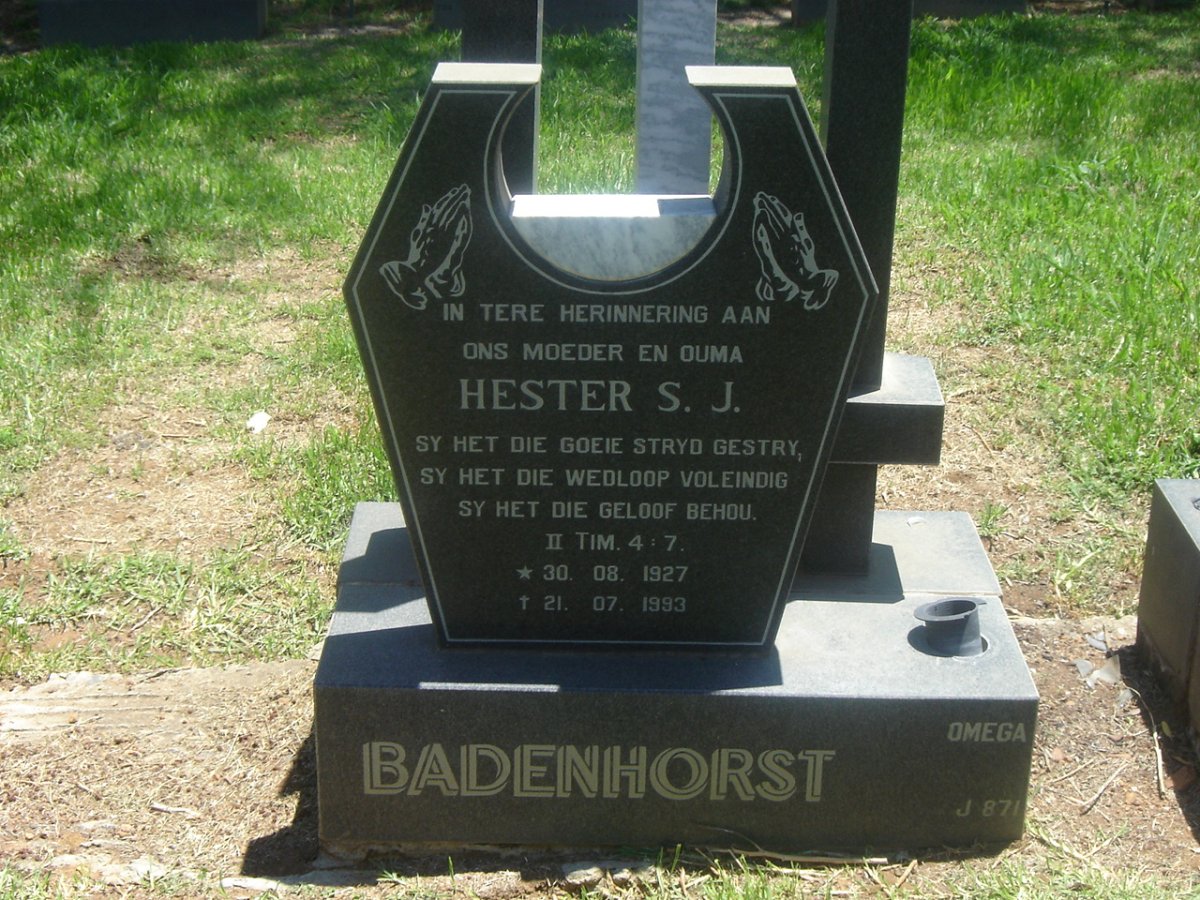 BADENHORST Hester S.J. 1927-1993