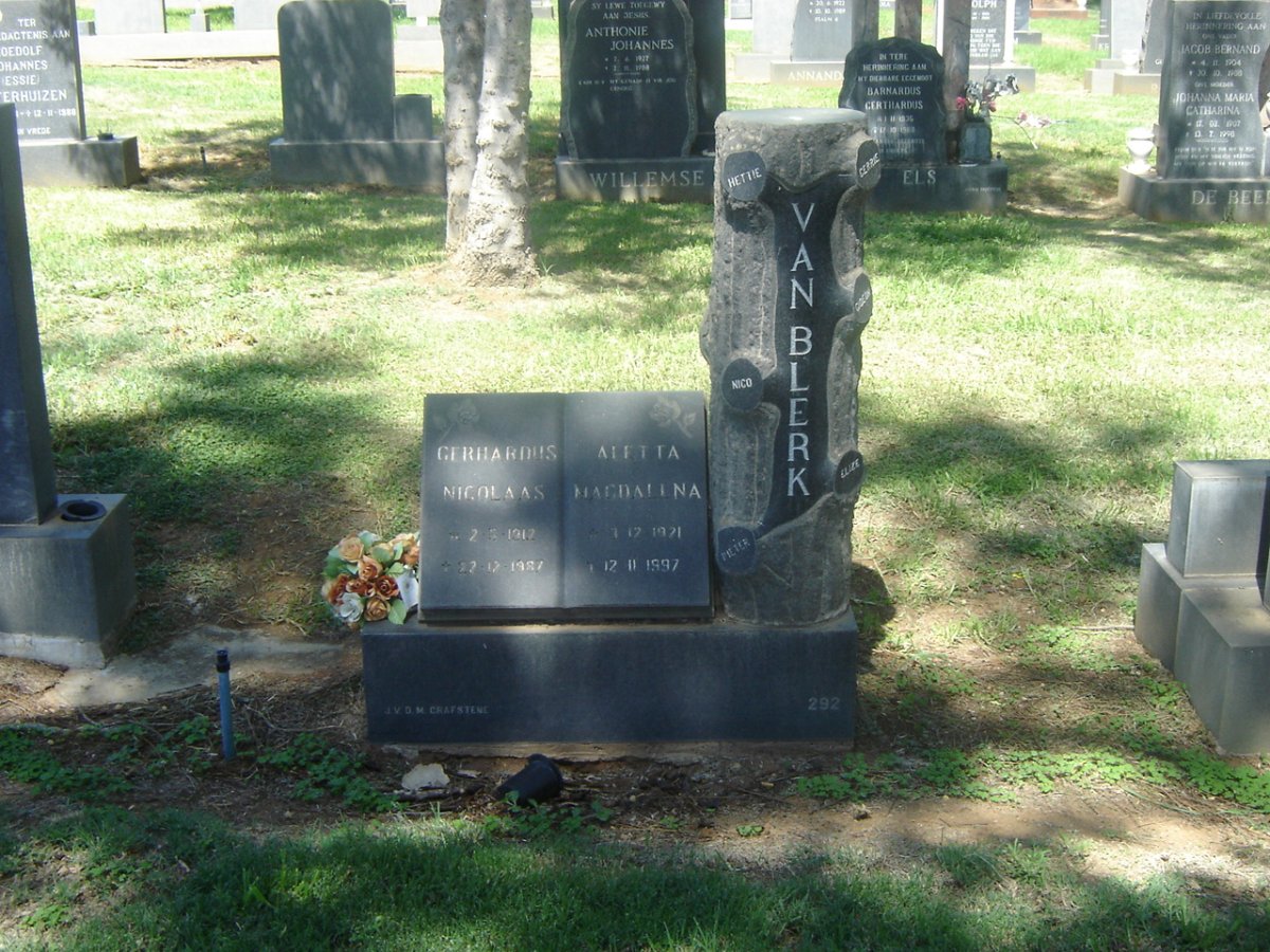BLERK Gerhardus Nicolaas, van 1912-1987 &amp; Aletta Magdalena 1921-1997
