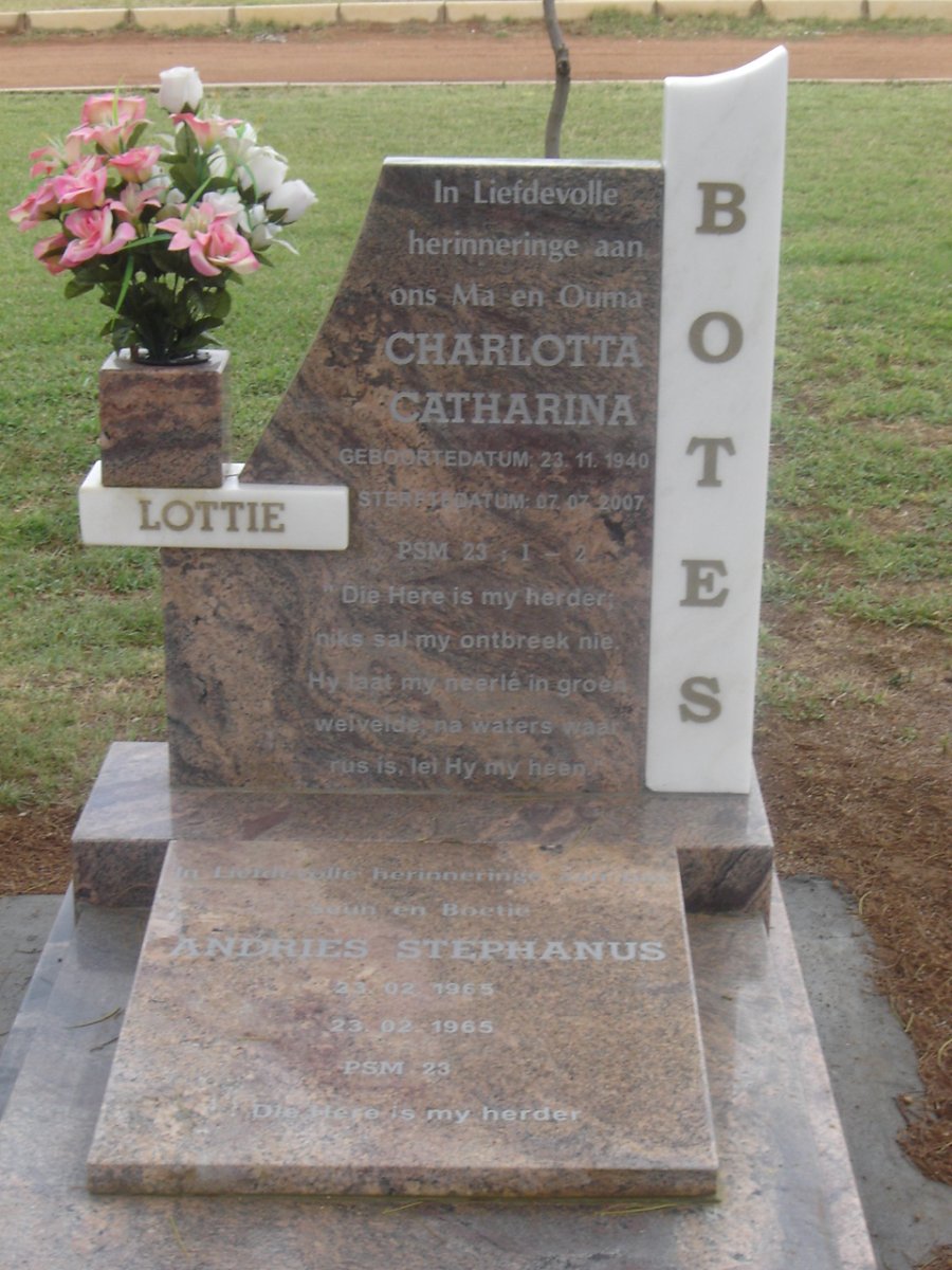 BOTES Charlotta Catharina 1940-2007 :: BOTES Andries Stephanus 1965-1965 