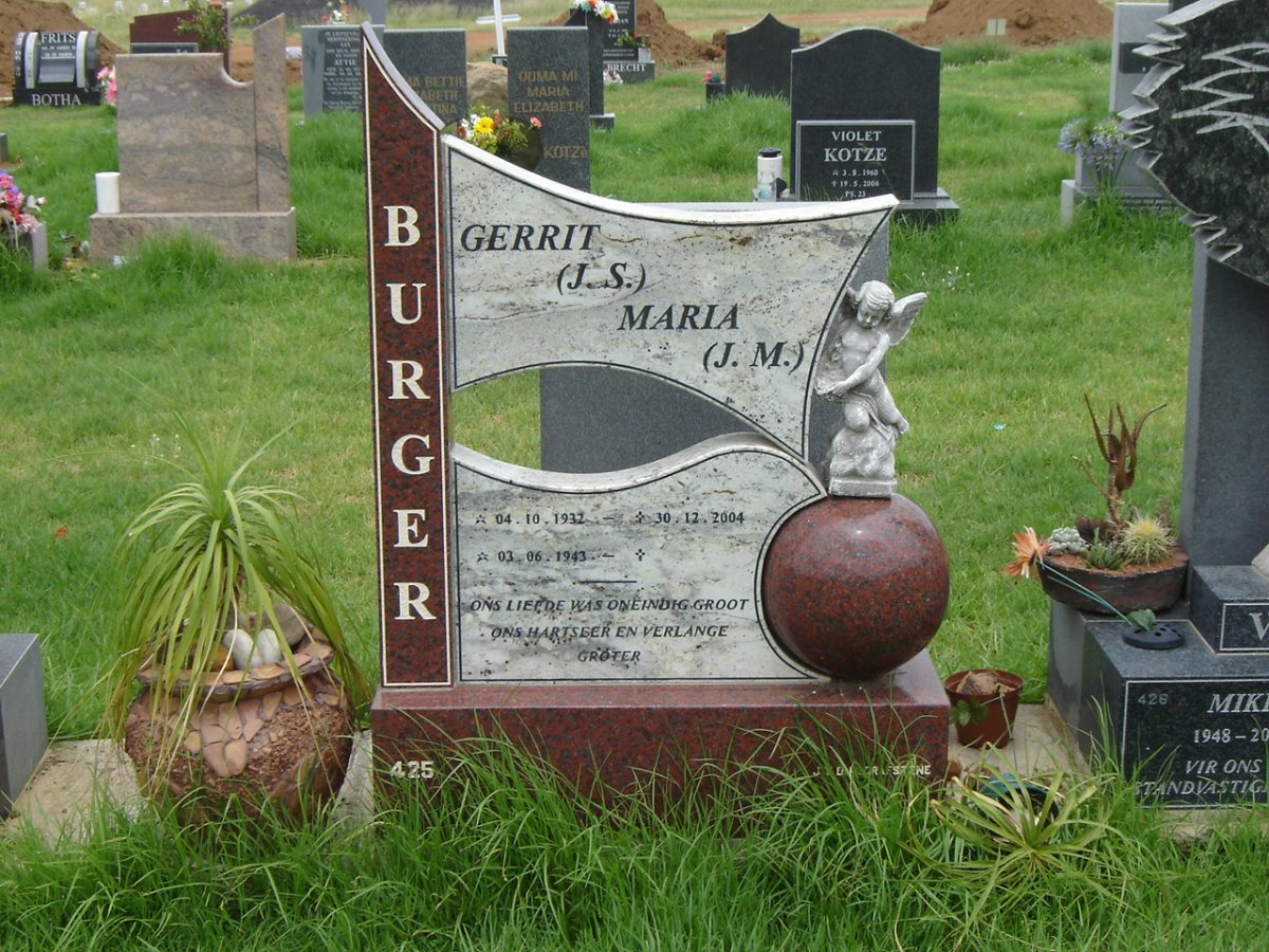 BURGER Gerrit J.S. 1932-2004 &amp; Maria J.M. 1943-