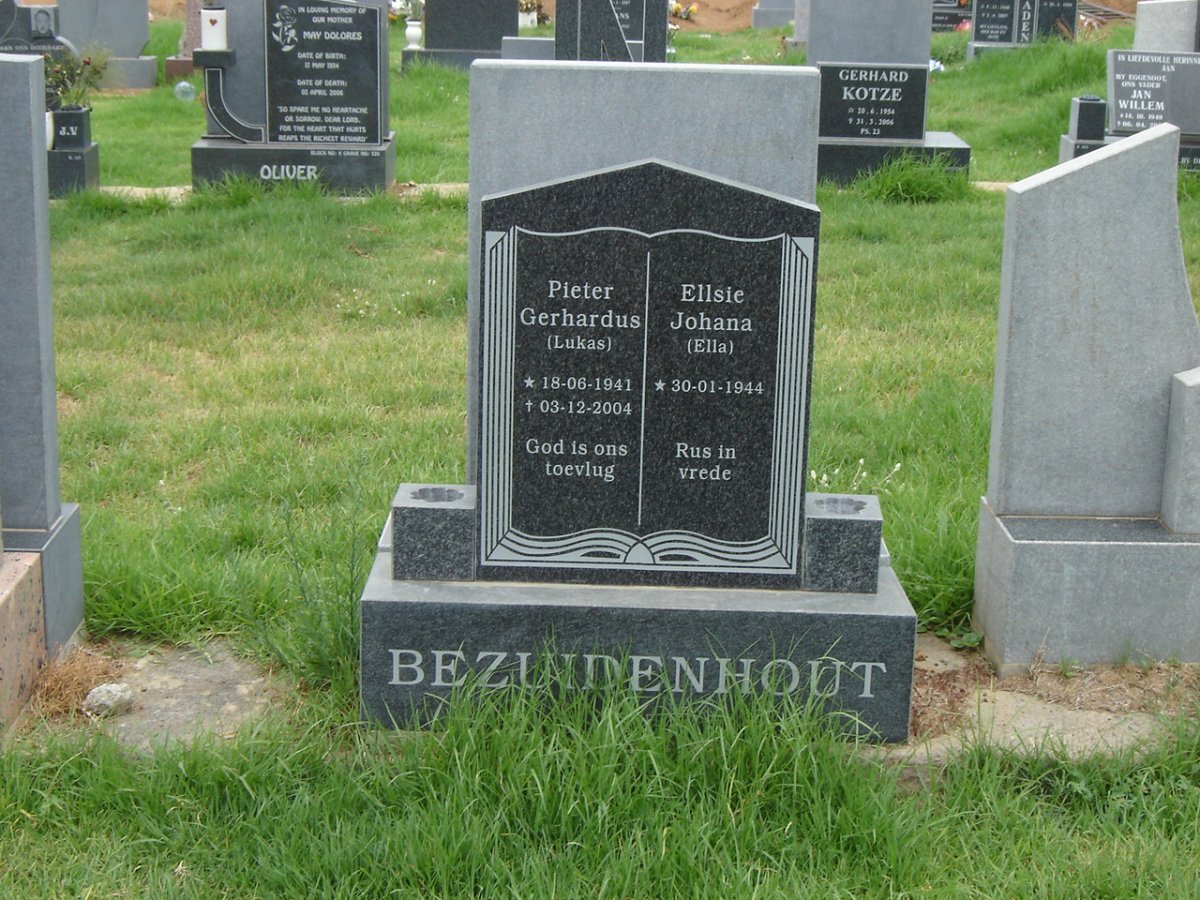 BEZUIDENHOUT Pieter Gerhardus 1941-2004 &amp; Ellsie Johana 1944-