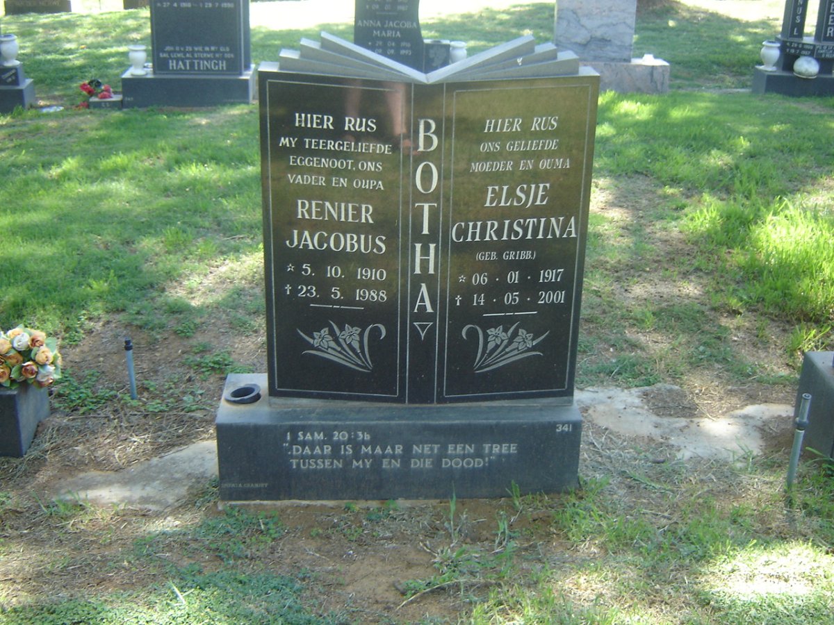 BOTHA Renier Jacobus 1910-1988 &amp; Elsje Christina GRIBB 1917-2001