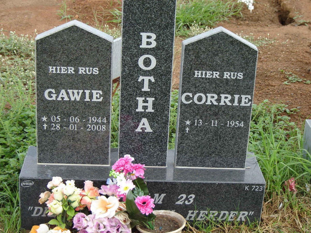 BOTHA Gawie 1944-2008 &amp; Corrie 1954-