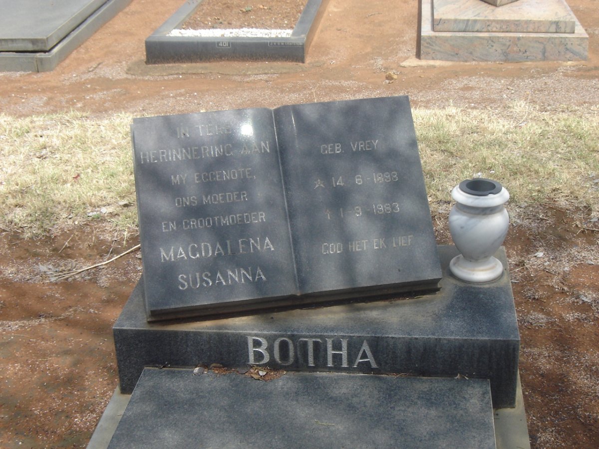 BOTHA Magdalena Susanna nee VREY 1898-1983