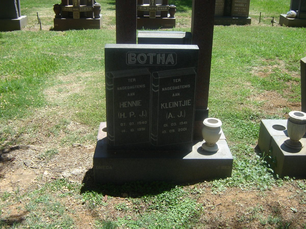 BOTHA H.P.J. 1940-1991 &amp; A.J. 1941-2001