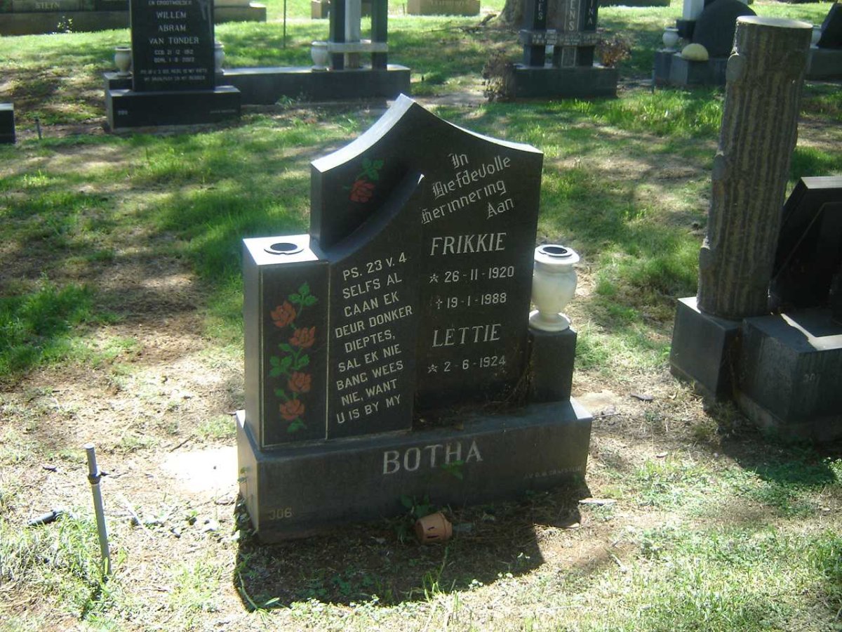 BOTHA Frikkie 1920-1988 &amp; Lettie 1924-