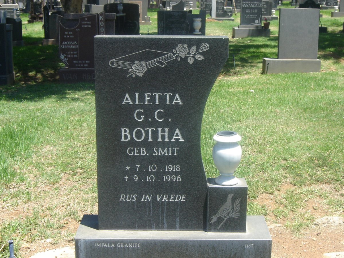 BOTHA Aletta G.C. nee SMIT 1918-1996