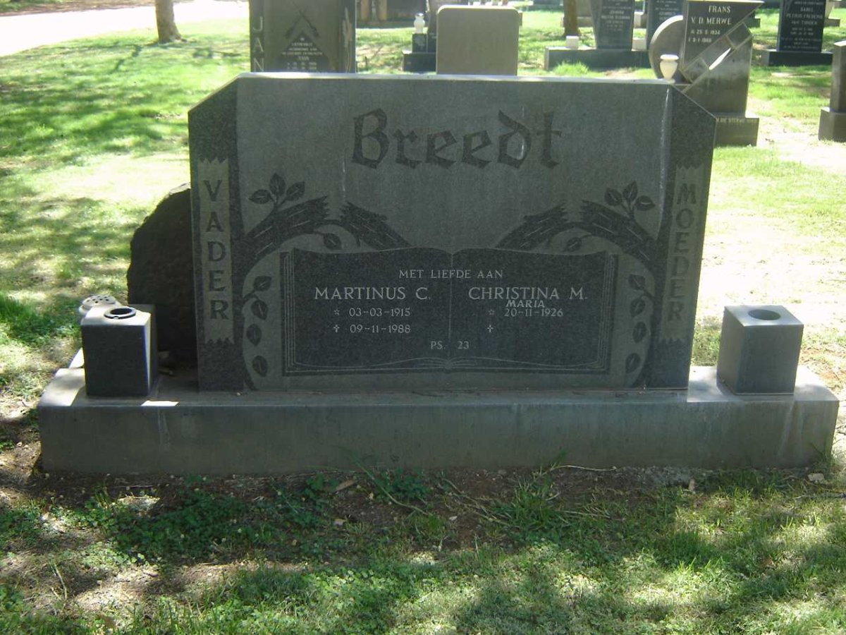 BREEDT Martinus C. 1915-1988 &amp; Christina M. 1926-