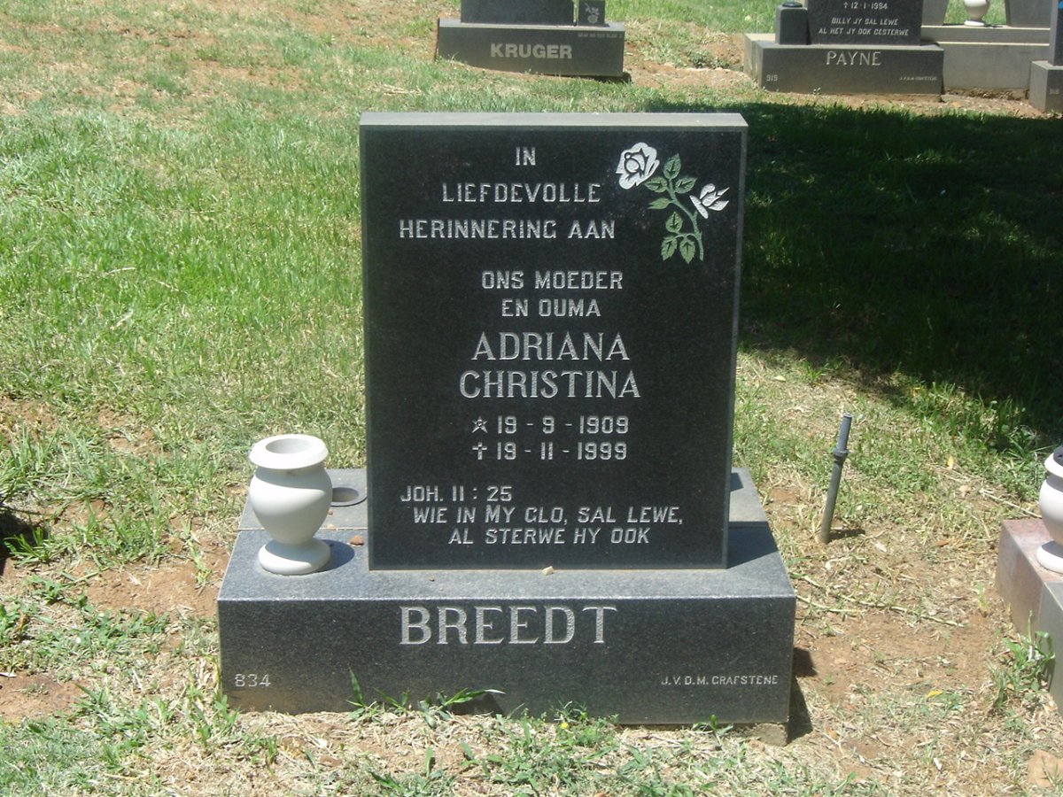 BREEDT Adriana Christina 1909-1999