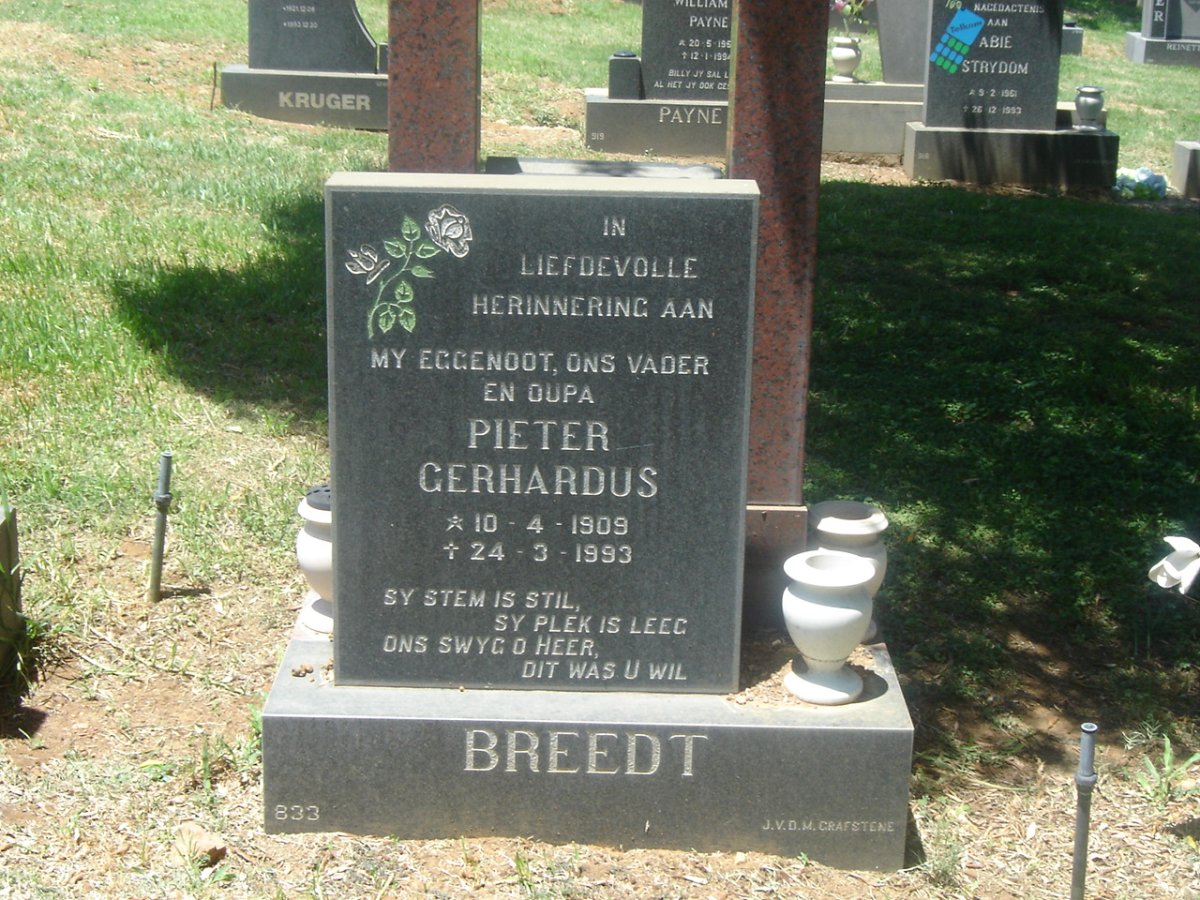 BREEDT Pieter Gerhardus 1909-1993