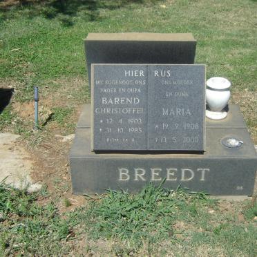 BREEDT Barend Christoffel 1903-1985 &amp; Maria 1908-2000