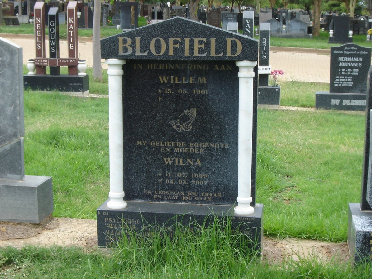 BLOFIELD Willem 1961- &amp; Wilna 1959-2002