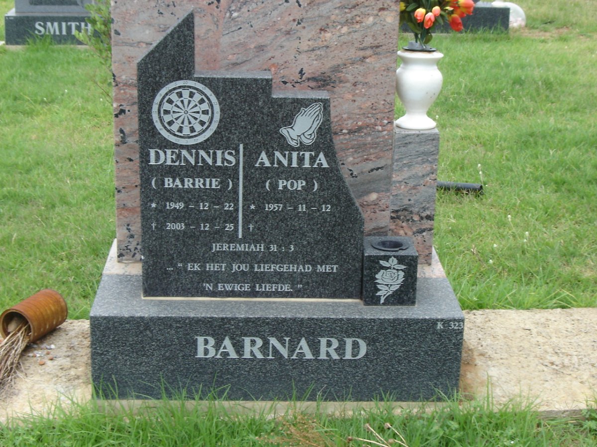 BARNARD Dennis 1949-2003 &amp; Anita 1957-