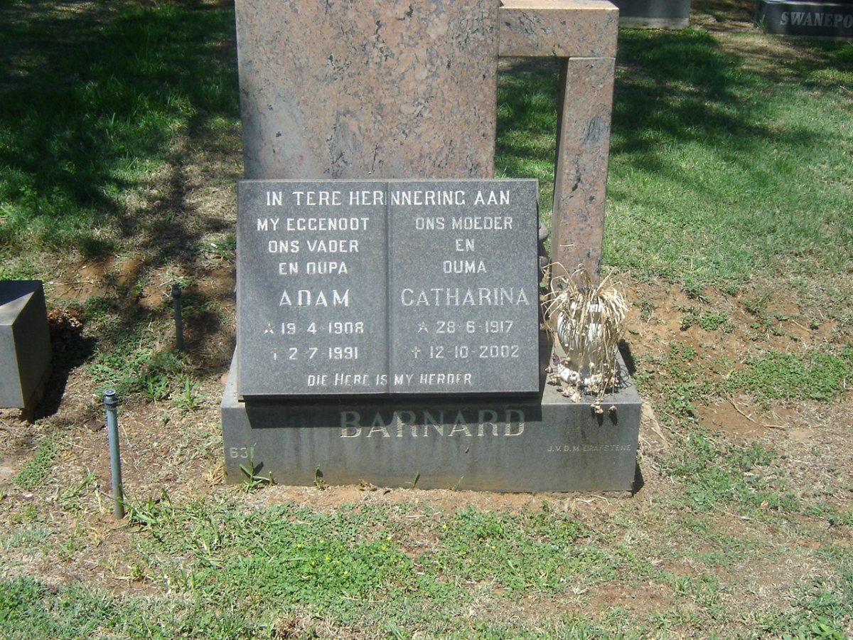 BARNARD Adam 1908-1991 &amp; Catharina 1917-2002