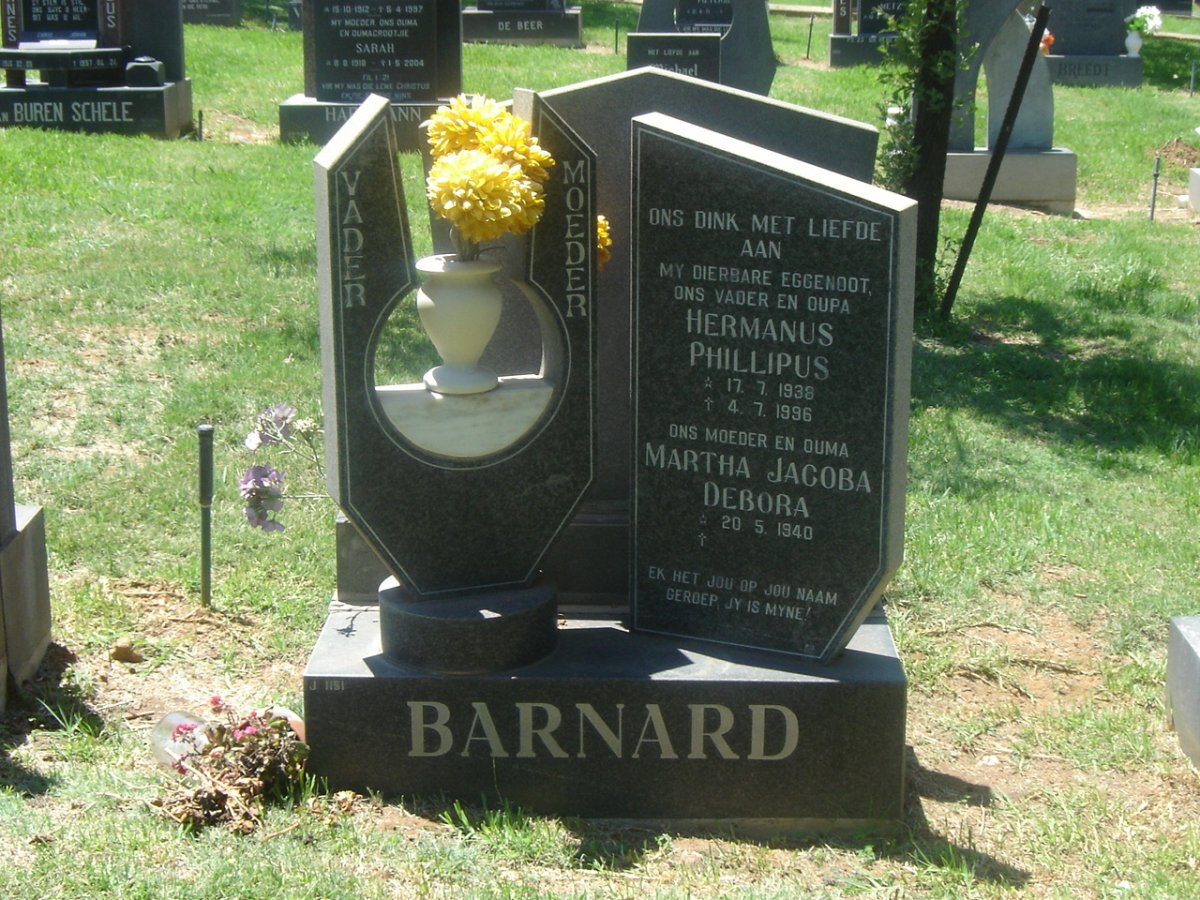 BARNARD Hermanus Phillipus 1938-1996 &amp; Martha Jacoba Debora 1940-