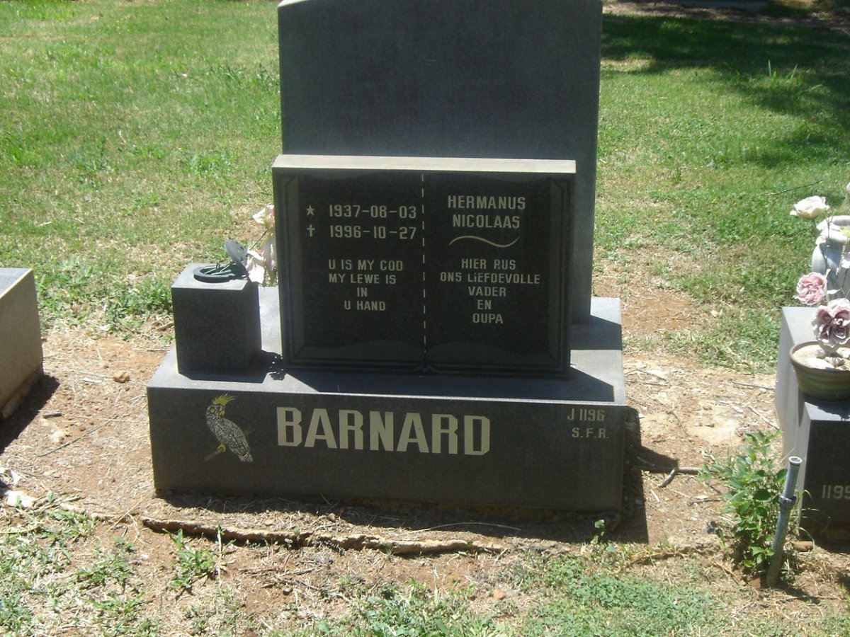 BARNARD Hermanus Nicolaas 1937-1996