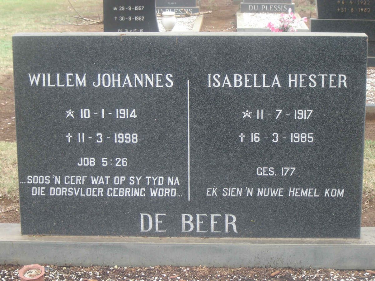 BEER Willem Johannes, de 1914-1998 &amp; Isabella Hester 1917-1985