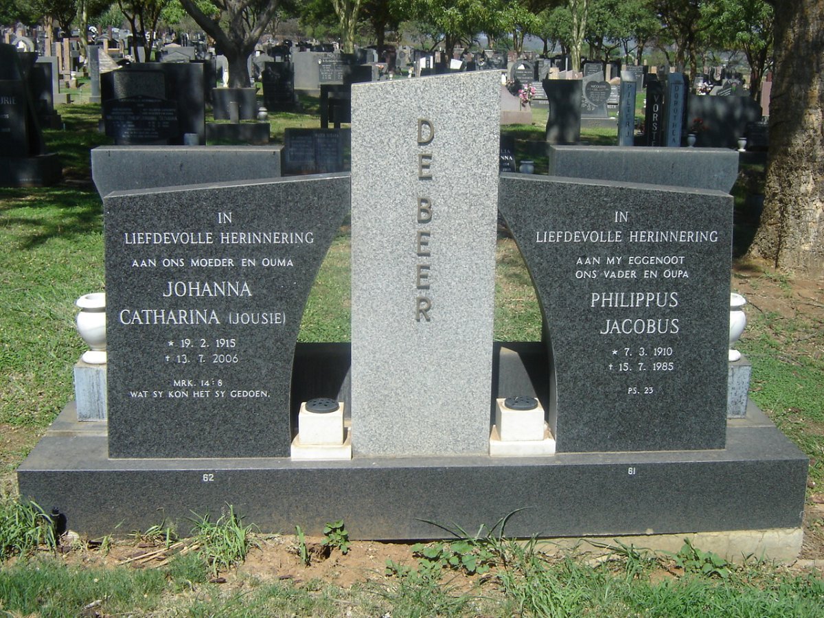 BEER Philippus Jacobus 1910-1985 &amp; Johanna Catharina 1915-2006