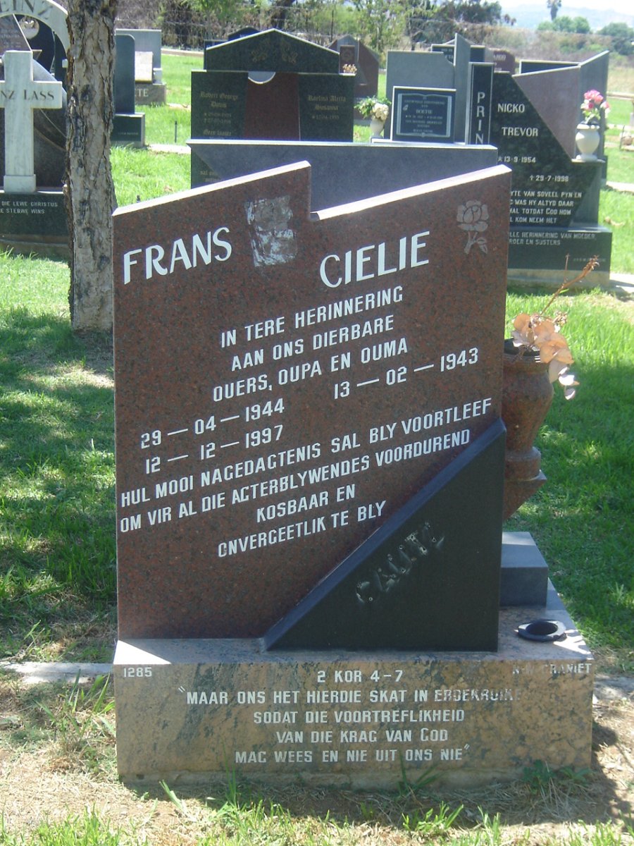 CALITZ Frans 1944-1997 &amp; Cielie 1943-