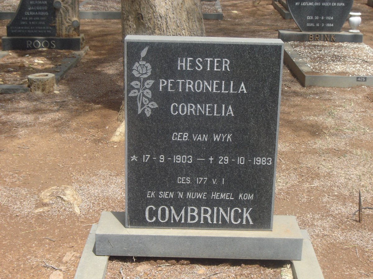 COMBRINCK Hester Petronella Cornelia nee VAN WYK 1903-1983