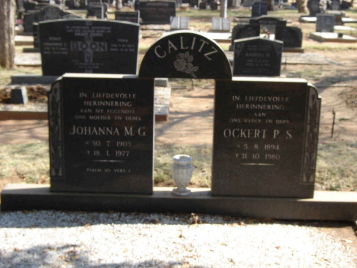 CALITZ Johanna M G