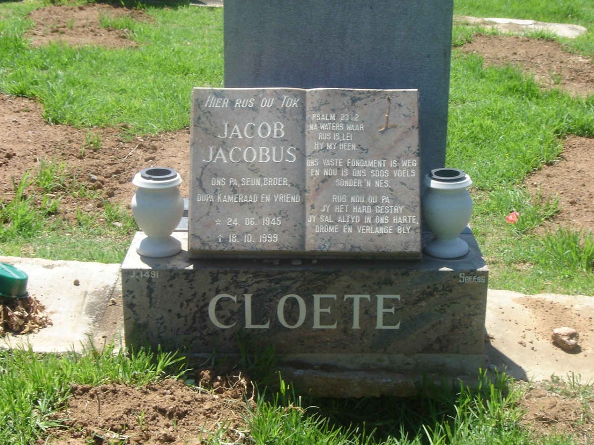 CLOETE Jacob Jacobus 1945-1999