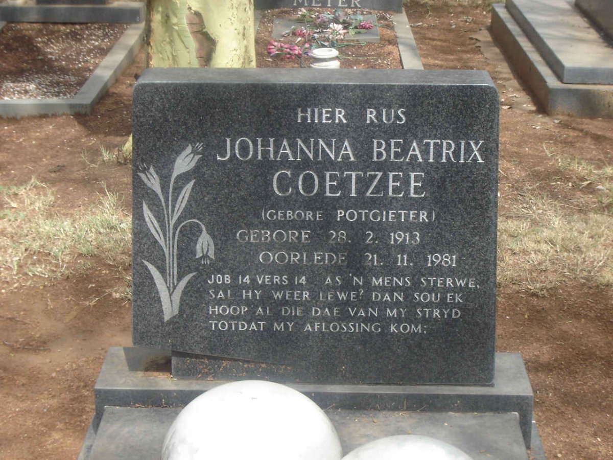 COETZEE Johanna Beatrix nee POTGIETER 1913-1981
