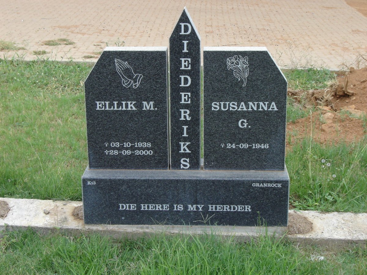 DIEDERICKS Ellik M. 1938-2000 &amp; Susanna G. 1946-